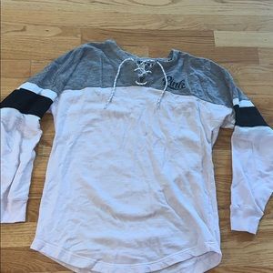 PINK lace up sweatshirt